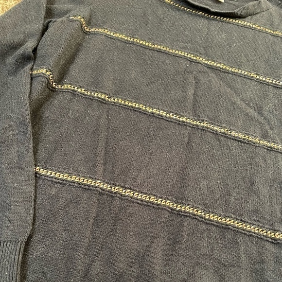 Michael Kors large black and gold chain striped sweater - Picture 2 of 9